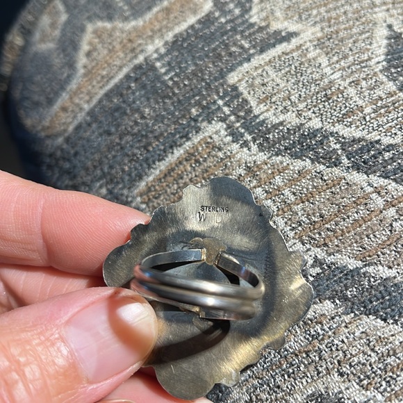 Sterling and turquoise, Native American, Navajo cluster ring - Picture 6 of 9